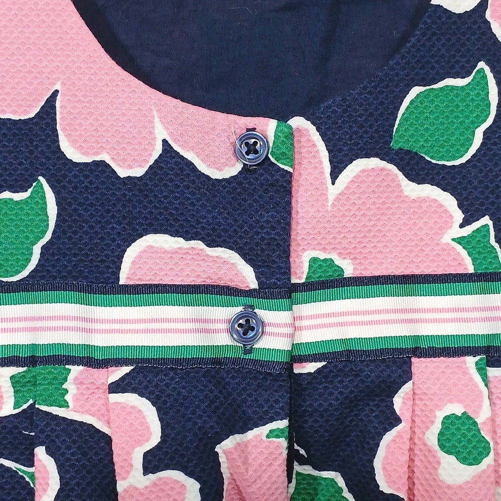 Janie and Jack Floral Seersucker Dress 2T Navy Pink Coastal Preppy Sleeveless - Picture 11 of 12
